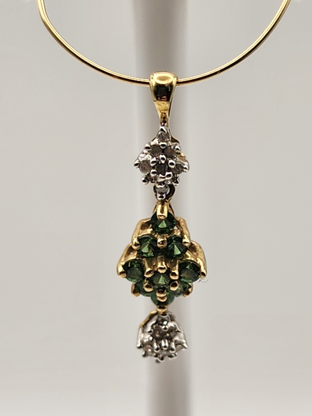 10K Yellow Gold Peridot & Diamond Articulated Drop Pendant
